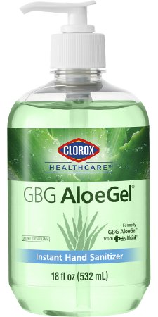 Sanitizer Hand with Aloe Clorox® Healthcare GBG Aloe Gel® 18 oz. Ethyl Alcohol Gel Pump Bottle (1/EA 12/CS) GTIN 10044600323753 by Clorox Sales Company  ID 32375